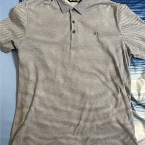 Travis Mathew Gray Striped Polo Shirt